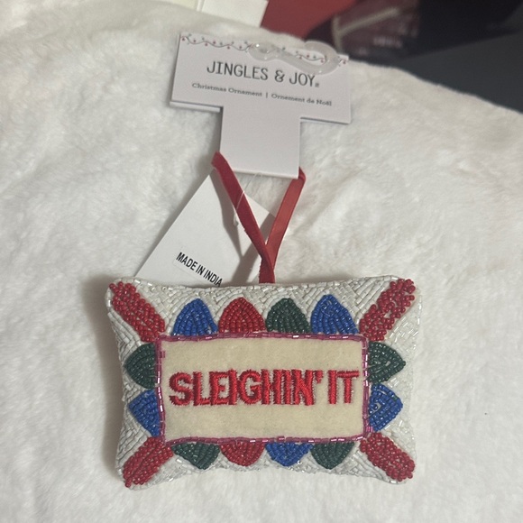 Jingles & Joy Other - Jingles & Joy beaded “sleighin’ it” Chrismtas ornament